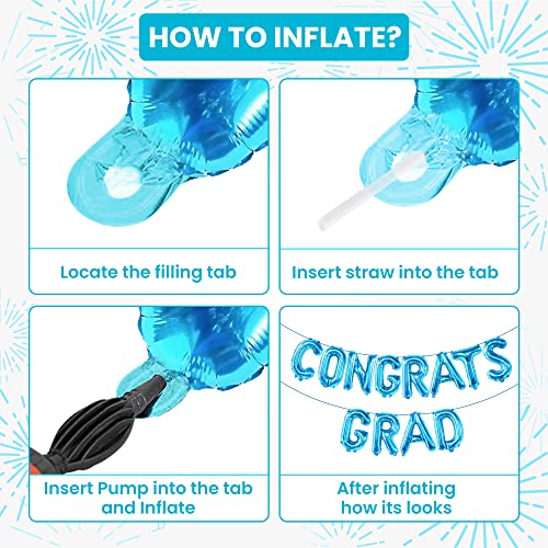 Image of KatchOn, blue Congrats Grad Balloons - 16 Inch | Congrats Grad Banner For Graduation Decorations 2026 | Congratulations Banner For 2026 Graduation Decorations | Blue graduation balloons