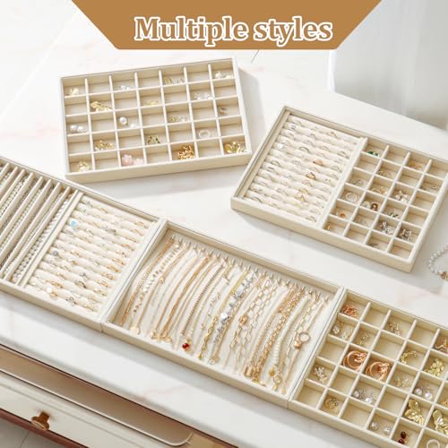 Image of Large Velvet Jewelry Tray Display Drawer Inserts 2 Pack