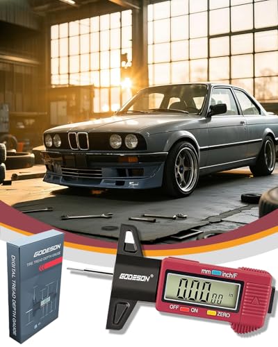 Image of GODESON Tire Tread Depth Gauge, Digital Tire Thread Depth Gauge with 3 Modes-32NDS, 1 Inch and 25.4MM, Large Screen & Color Scale Code Easy to Read,Suitable for Motors, Cars, SUV (Red)