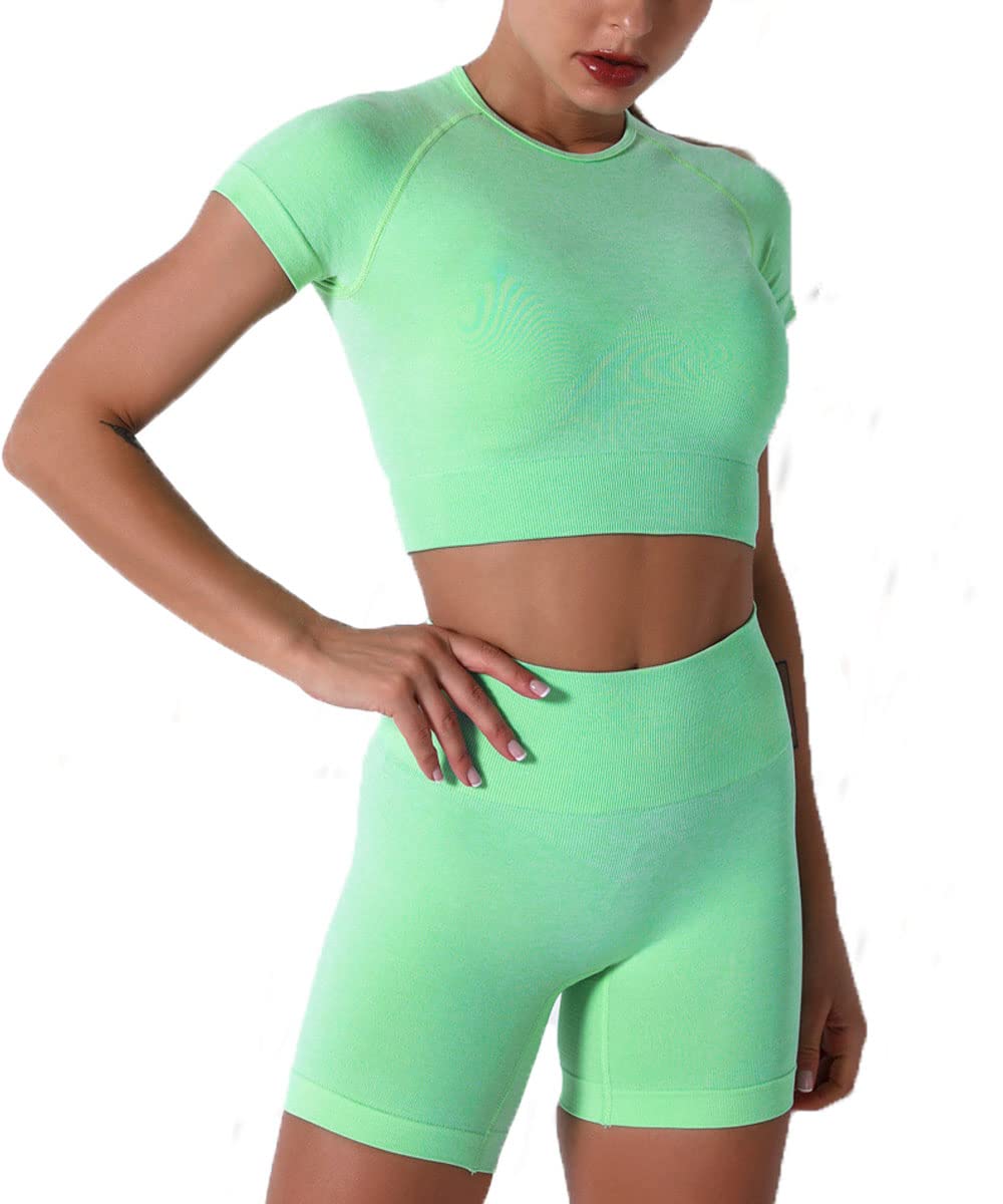 Workout Yoga Outfits Sets for Women Activewear Butt Lifters Leggings 2 Piece Tracksuit