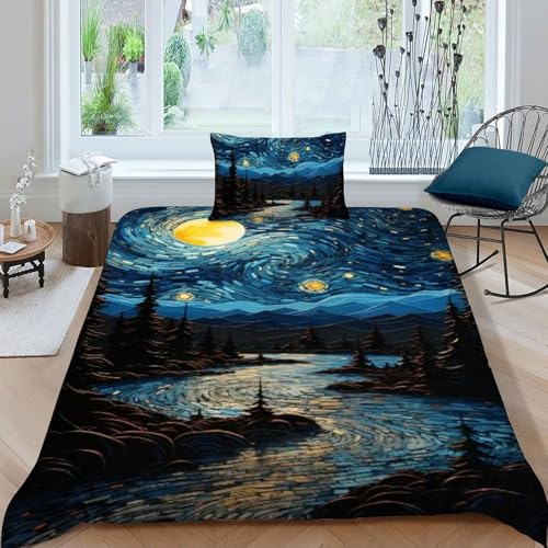 Housse de couette single 135x200cm motif paysage imprimé 3D - 3