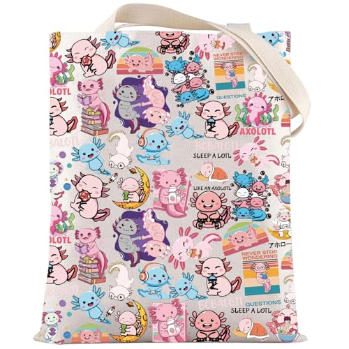 Sac fourre-tout Axolotl Bobalotl en toile imprimée et sac à bandoulière de salamandre