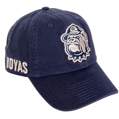 Georgetown University Baseball Hat Hoyas GU Brimmed Embroidered Hats Cap Adjustable Cloth Strap Adult (Style B) Blue