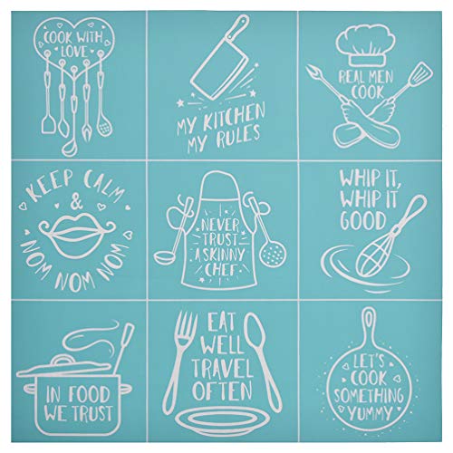 YeulionCraft Self-Adhesive Silk Screen Printing Stencil Mesh Transfers Various Pattern for DIY Home Decoration T-Shirt Pillow Fabric Painting, Kitchenware