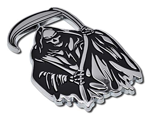 Image of Elektroplate Exclusive Metalhead Collection Reaper All Metal Emblem for Cars, Trucks, and All Auto | Universal Fit at 3.4 inch x 2.4 inch | Weatherproof