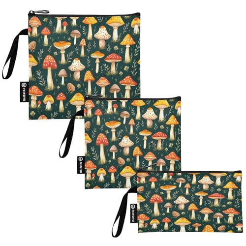 RPLIFE Bolsas reutilizables para bocadillos y sándwich, de tela lavable, con cremallera, para escuela, viajes, trabajo, oficina (paquete de 3: S/M/L)