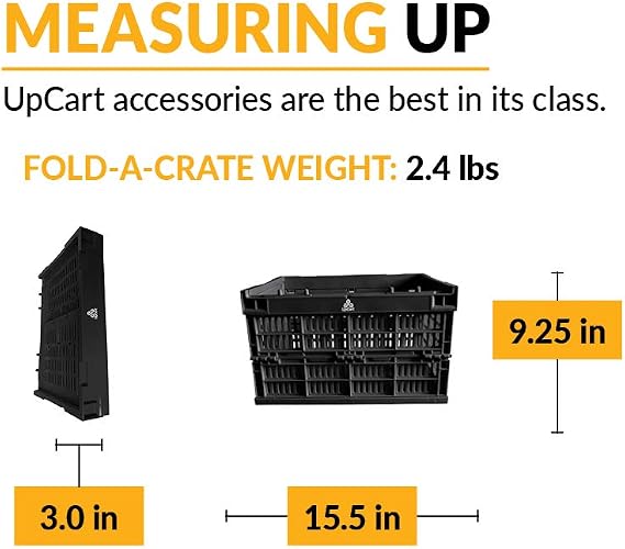 UpCart Fold-a-Crate, Collapsible Stackable Milk Crate & Plastic Storage Bin