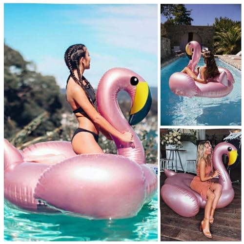 Image of Jasonwell Giant Inflatable Flamingo Swan Pegasus Pool Float Summer Beach Swimming Pool Floatie Lounge Floating Raft Outdoor Party Decorations Toys for Adults