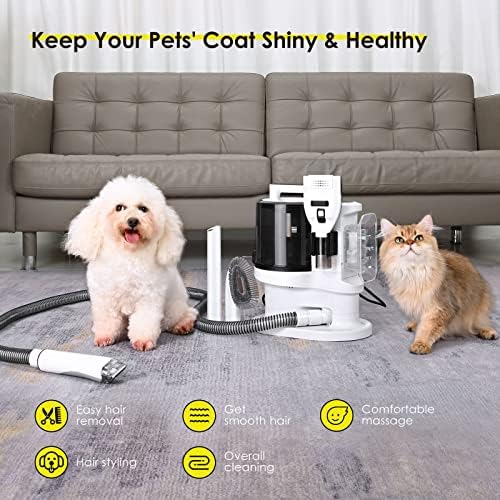Yamvisa Dog Grooming Vacuum Kit Professional Dog Grooming Clippers with 8 Tools, 2.5L Large Capacity, 11000 Pa Suction for Shedding Thick & Thin Dogs Cats Hair