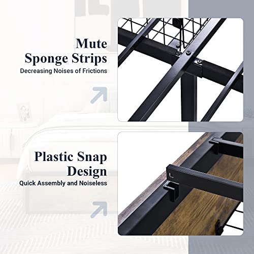 Allewie Platform Queen Bed Frame With 4 Large Storage Drawers, Heavy Duty Metal Queen Bed Frame With Wooden Footboard & 13 Strong Slats Support/No Box Spring Needed/Noise Free #TOP6