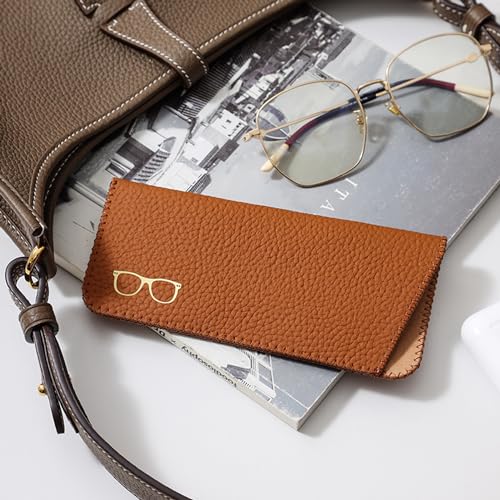 Image of K Luxury Women's Eyeglass Case Leather Soft Holder Pocket Cases Slim Travel Pouch for Sunglasses Eyeglasses Readers