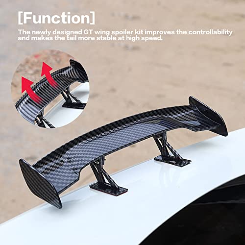 Car Mini Spoiler Wing, Car Tail Wing,Carbon Fiber Texture Car Mini Tiny Trunk Spoiler Without Perforation,9.8 Inch Carbon Fiber Tail Wing Spoiler Wing Decoration For Most Cars #TOP6