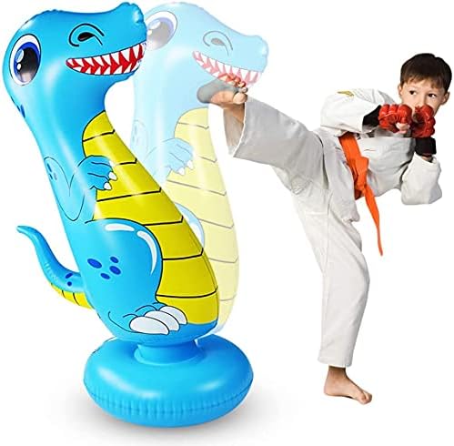 LEOHOME 47 Inch Punch Bag Inflatable Dinosaur Punching Bag for Kids, Free Standing Bounce-Back Bopper Air Bop Bag Boxing Toys for Boys Girls Gift Exercise Stress Relief Toys