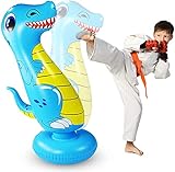 LEOHOME Boxsack Kinder, 120cm Aufblasbarer Boxsack für Kinder Freistehender Standboxsäcke Bounce Back Dinosaur Boxspielzeug zum Üben von Karate, Taekwondo, MMA