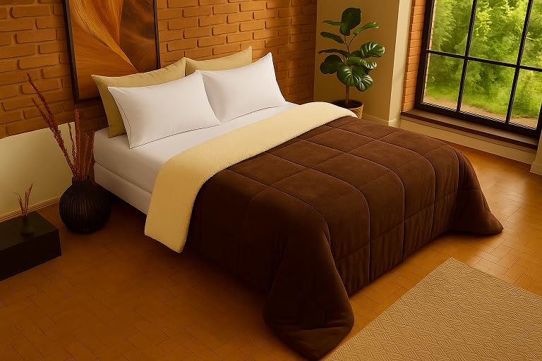 Edredom Sherpa Cobertor Coberdrom Casal Queen Pele Carneiro Cor:Marrom