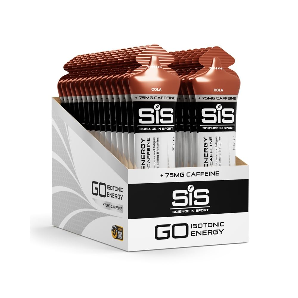 Science in Sport GO Energy + Caffeine 30x60ml Cola, Vegano – Gel con 150mg de cafeína y 22g de carbohidratos, Energía para deportes de resistencia