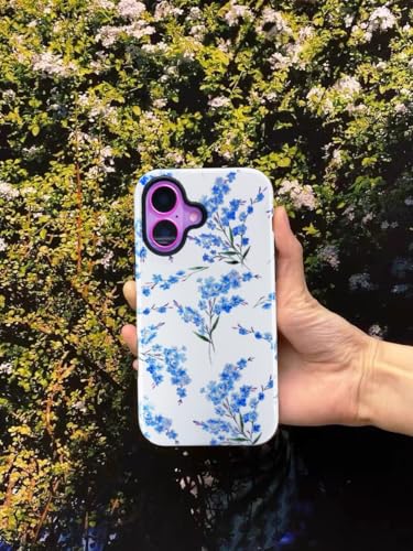 Coque iPhone 16 Plus fleur bleue J.west avec 2 verres trempés