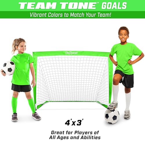 Image of GoSports Portable Soccer Goals for Kids - 13 Color Options - Choose 4 x 3 ft or 6 x 4 ft - Team Tone Pop Up Nets for Backyard