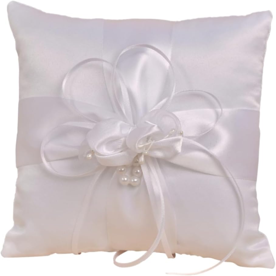 ABOOFAN Bride's Wedding Ring Pillow Pillowcase Lace Trim Ring Bearer Pillow for Wedding Engagement