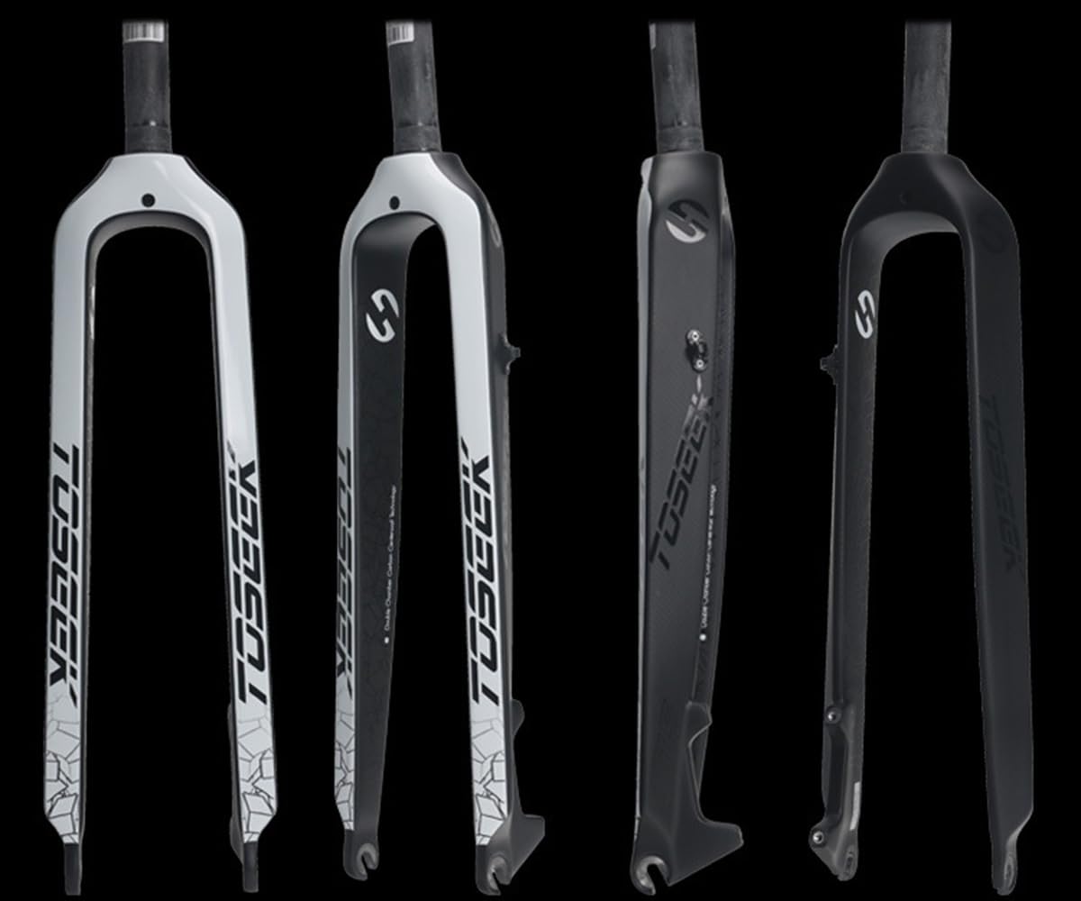 Forcella Rigida MTB in Fibra di Carbonio da 26", 27,5" e 29" con sgancio rapido QR 9x100mm per Freno a Disco, Forcella Anteriore Ultraleggera da 28,6mm con Tubo Dritto Senza Filet