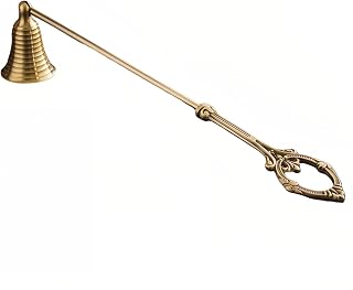 Vintage Style Brass Candle Snuffer Long Handle,Bell-Shaped Wick Extinguisher,Wick Flame Snuffer, Candle Accessory for Putting Out Candle Flame Safely (Gold 1)