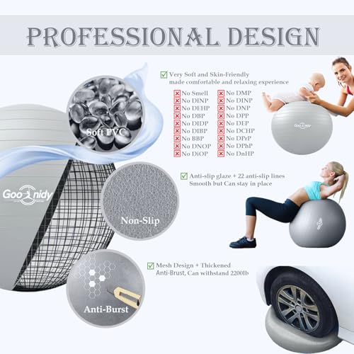 Image of Soft Exercise Ball, Pilates Yoga Ball Chair, Workout Equipment with Pump