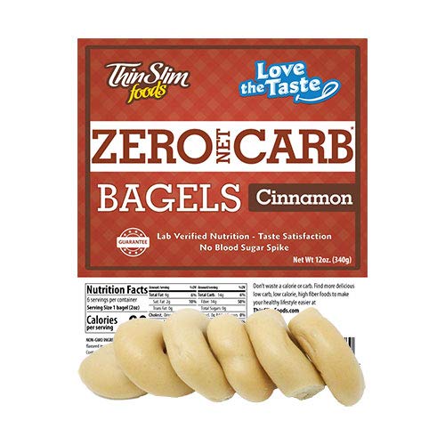 ThinSlim Foods 90 Calorie, 0g Net Carb, Love The Taste Low Carb Cinnamon Bagels