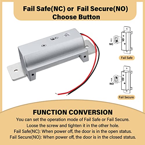 Heavy Duty Electric Door Strike Lock，Ansi Standard Fail-Secure/Fail-Safe Electric Strike Lock For Door Access Control System,For Cylindrical Or Mortise Lock Installation Paper(Input Voltage 12Vdc) #TOP2