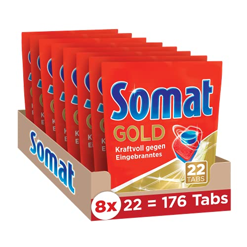 Somat Gold Spülmaschinen Tabs, 176 Tabs, Geschirrspül Tabs mit Extra-Kraft gegen Eingebranntes und Glanz-Effekt