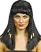CraftsOfEgypt Egyptian Queen Cleopatra Costume Wig Headpiece - Bachelorette Party Wigs - Black Wig with Bangs