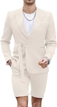 Shorts Mens Suit for Summer 2 Piece Slim Fit Double Breasted Suits Men Shorts Set Casual Prom Beach Wedding Tuxedos