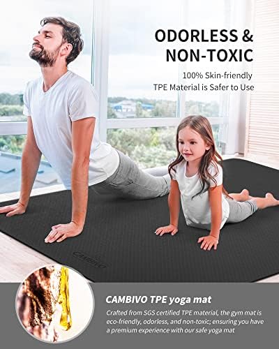 CAMBIVO Large Yoga Mat for Women Men (183x122x0.6cm), Exercise Mat for Home, TPE Non Slip Fitness Mat for Home Gym, Workout, Pilates, Push-ups, Stretching, Gymnastics