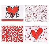 Nfvjfxz Valentine's Kitchen Towels Set of 4, Red Heart Dish Towels 16x24 Inch Sweet Farmhouse Dish Cloths Absorbent Hand Towel for Valentines Decor Wedding Decoration