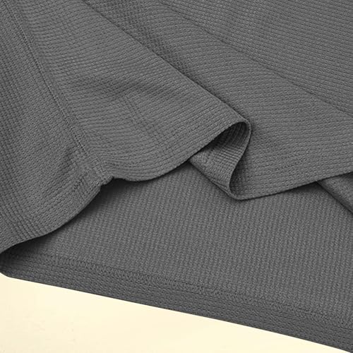 Xiaojmake Mens Pajamas Set Crewneck T-Shirt Comfy Pj Sets Waffle Knit Long Sleeve Pajamas Cotton 2-Piece Loungewear Nightwear3