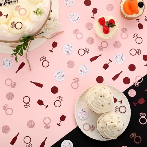 Image of Wine Bachelorette Table Decoration 200Pcs Vino Before Vows Confetti Wine Bachelorette Party Decor Wine Bottle Diamond Ring Confetti for Burgundy Engagement Bridal Shower Wedding