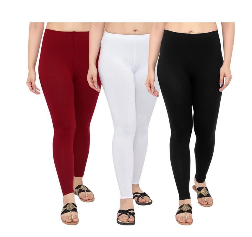 Image of NGT Super Cotton (Pack of 3) Ankle Length Leggings for Women and Girls.