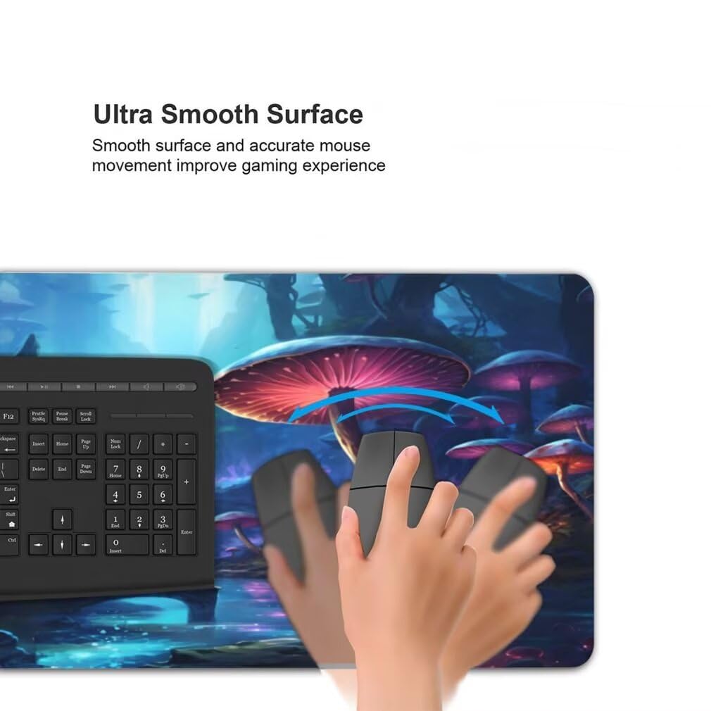Alfombrilla Ratón XXL Paisaje Fantástico, Mouse Pad XXL 1000x500mm, Alfombrilla Escritorio con Bordes Cosidos, Mousepad con Base de Goma Antideslizante para Gaming, Oficina (Seta Gigante) -MP1444