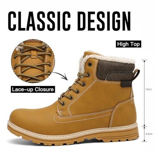 Mishansha Winterschuhe Herren Gefüttert Winterstiefel Damen Outdoor Wanderschuhe Warm rutschfest Schneestiefel Hellbraun 42 EU
