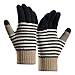 YOLAI Fashion Women Elastic Stripe Knitted Gloves Winter Texting Gloves Outdoor Riding Mittens Warm Full Finger Gloves (Navy, One Size)