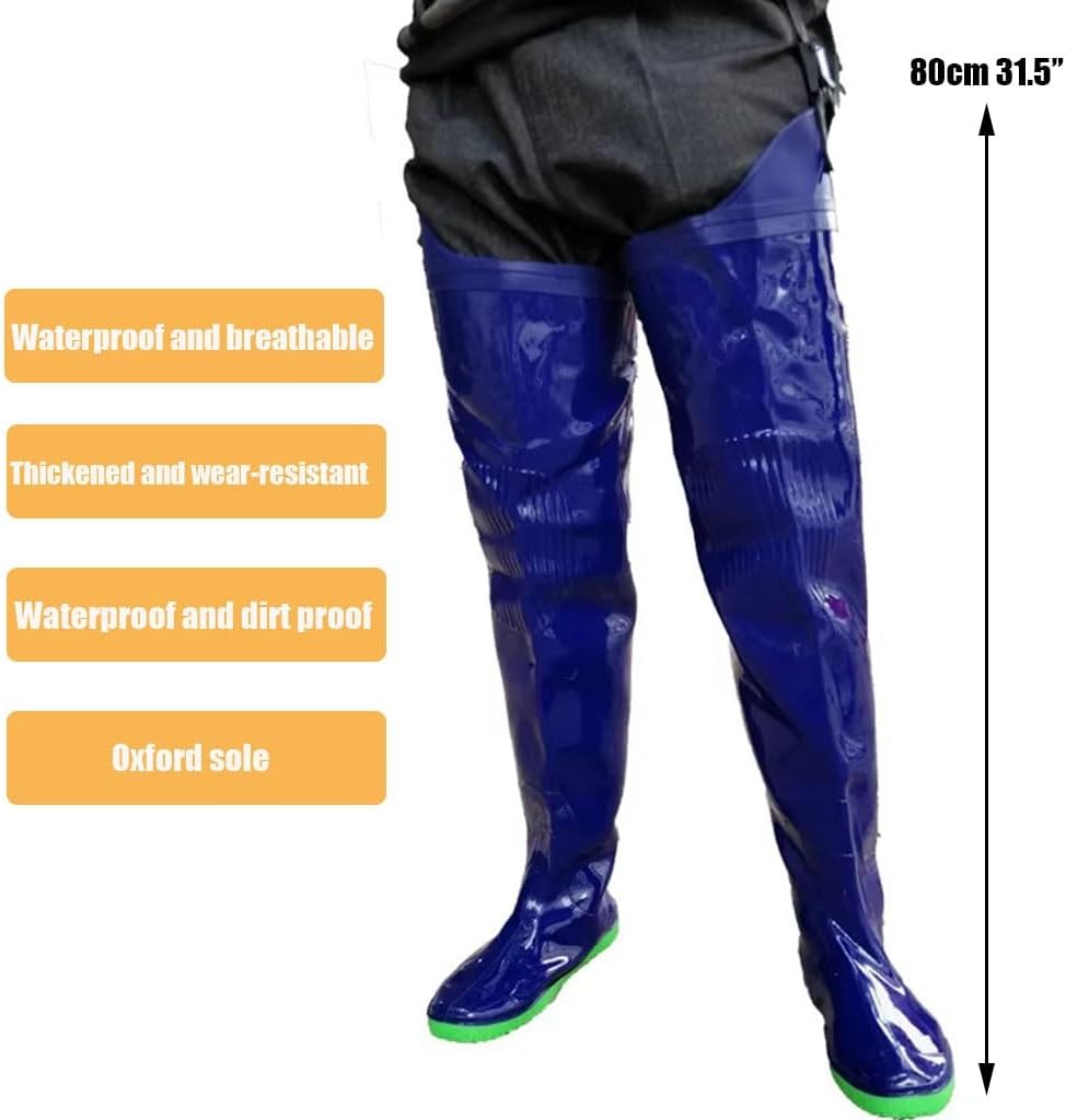 Hip Waders 80cm High Blue Buttocks Wader, Transplanting/Fishing/Breeding Waterproof And Anti Slip Wading Pants (Blue,9)