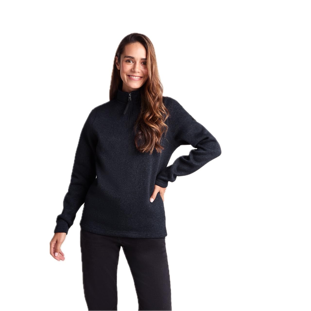 Tog24 Women's Dark Indigo Marl Pearson Knitlook Fleece With Ã‚¼ Zip Neck