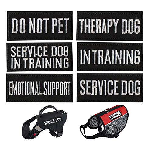 CheeseandU Hundegeschirr-Patches, 6 Stück, abnehmbare Flicken für Hunde, Diensthund im Training, nicht Haustier, emotionale Unterstützung, Therapie Hund, im Training, bestickte Moral Badge Patches Cover