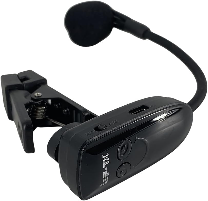 UHF Wireless Saxophone Microphone Instrument Microphone Ideal for Saxofon Trumpet Clarinet and More Includes Wireless Receiver and Transmitter 164ft Range