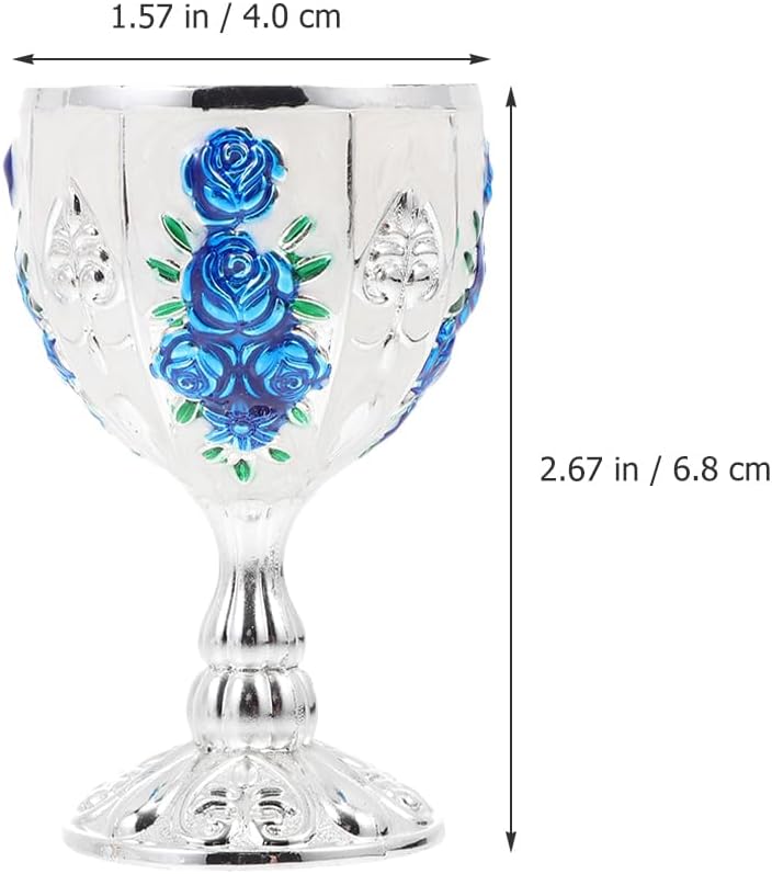 BESTOYARD Retro Wine Glass 2Pcs Vintage Small Drinking Cups Zinc Alloy Silver Goblet for Whiskey Wine Cocktails Home Party Tabletop Decorations