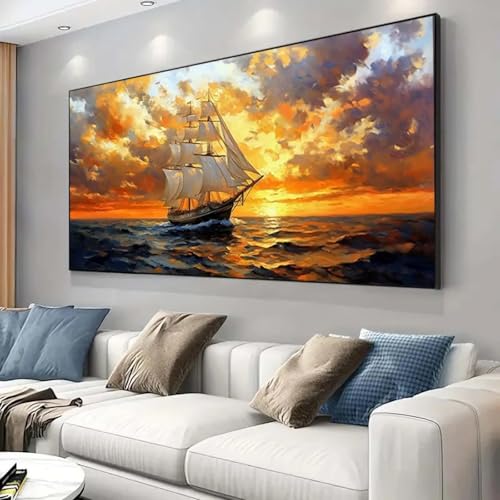 Peintures à l'huile sur toile esthétiques au design de voiliers rétro marins