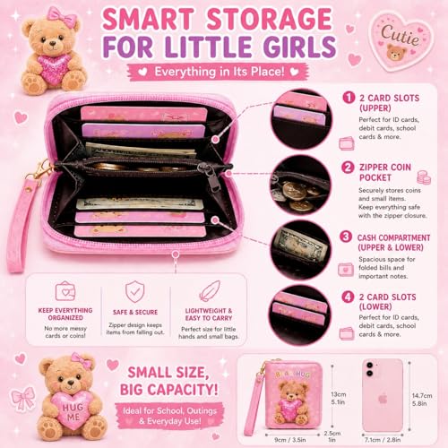 Image of AACKS Little Girls Coin Purse Kids Small Wallet for Teens Women Mini Coin Pouches with Strap Cute Cartoon Card Holder Cat Kitty Panda Unicorn