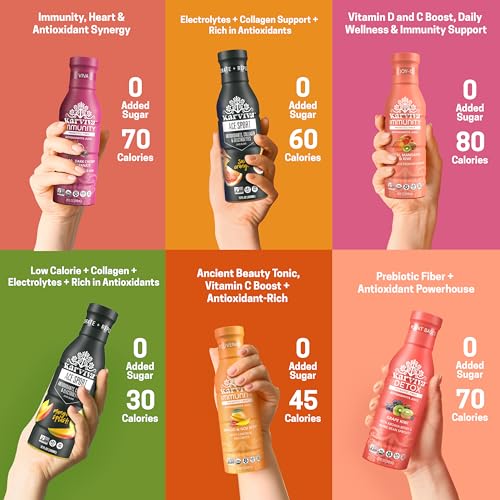 Karviva Organic Detox Juice Cleanse & Immunity Boost, Ancient Remedies for Gentle Detox & Restore Digestion, Prebiotics, Vitamin C, D & Marine Collagen, Low-Sugar, Gluten-Free, 1 to 3 Day Use, (6 BPA-Free Bottles, 12 oz Each)