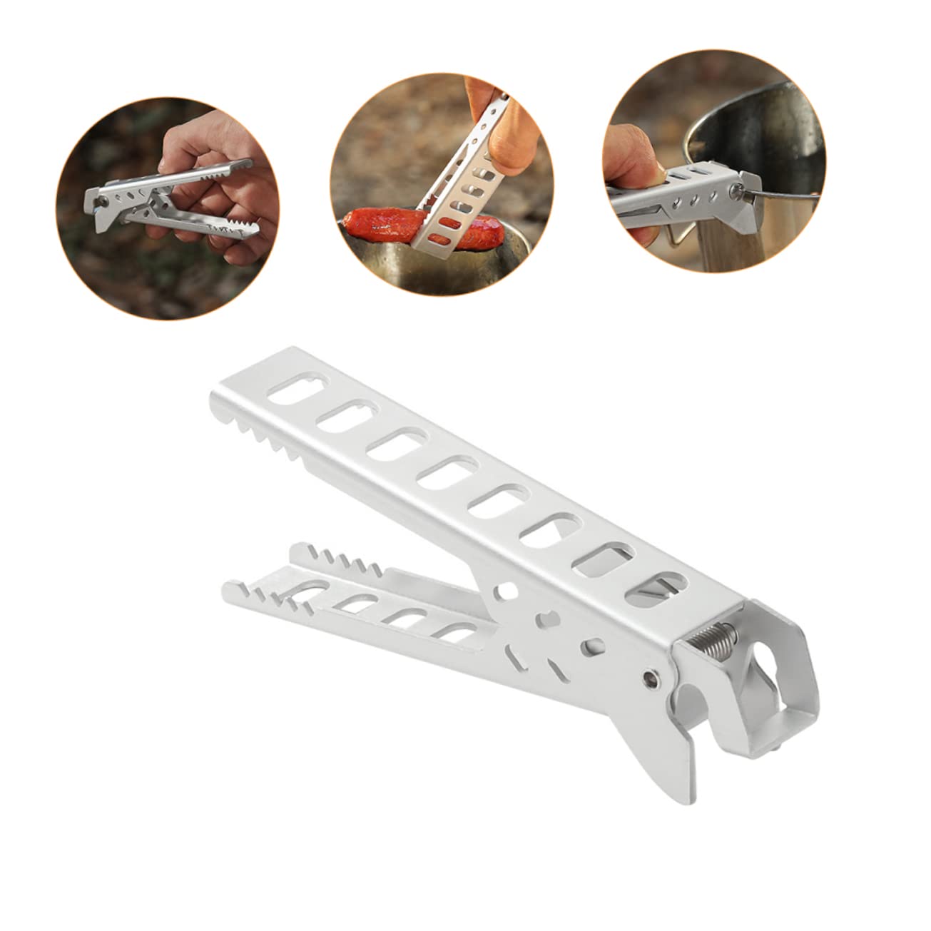 OFFSCH Outdoor Cookware Clamp Pot Holder Plate Gripper Bbq Tongs Camping Accessory Heat Resistant for Easy Handling