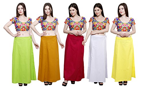 Image of Pistaa's combo of Women's Cotton Best Plain Solid Indian Readymade Inskirt Saree petticoats