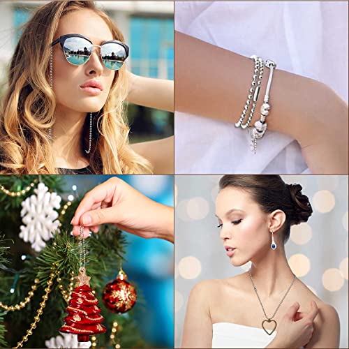 32.8 Feet Stainless Steel Ball Beaded Chain Necklace Chains For Making Jewelry With 20 Pieces Matching Connectors Silver Color Metal Pull Chain Roll Spool Ball For Dog Tag Diy (2.4Mm In Diameter) #TOP1